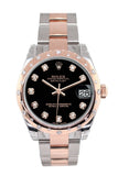 Rolex Datejust 31 Black Diamond Dial Bezel 18K Rose Gold Two Tone Ladies Watch 178341
