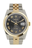 Rolex Datejust 36 Black Jubilee Roman Dial 18k Gold Two Tone Jubilee Watch 116203