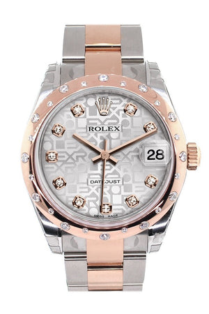 Rolex Datejust 31 Silver Jubilee Diamond Dial Bezel 18K Rose Gold Two Tone Ladies Watch 178341 /