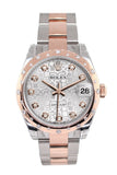Rolex Datejust 31 Silver Jubilee Diamond Dial Bezel 18K Rose Gold Two Tone Ladies Watch 178341