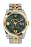 Rolex Datejust 36 Green floral motif Dial 18k Gold Two Tone Jubilee Watch 116203