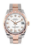 Rolex Datejust 31 White Diamond Dial Diamond Bezel 18K Rose Gold Two Tone Ladies Watch 178341
