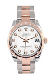 Rolex Datejust 31 White Diamond Dial Bezel 18K Rose Gold Two Tone Ladies Watch 178341
