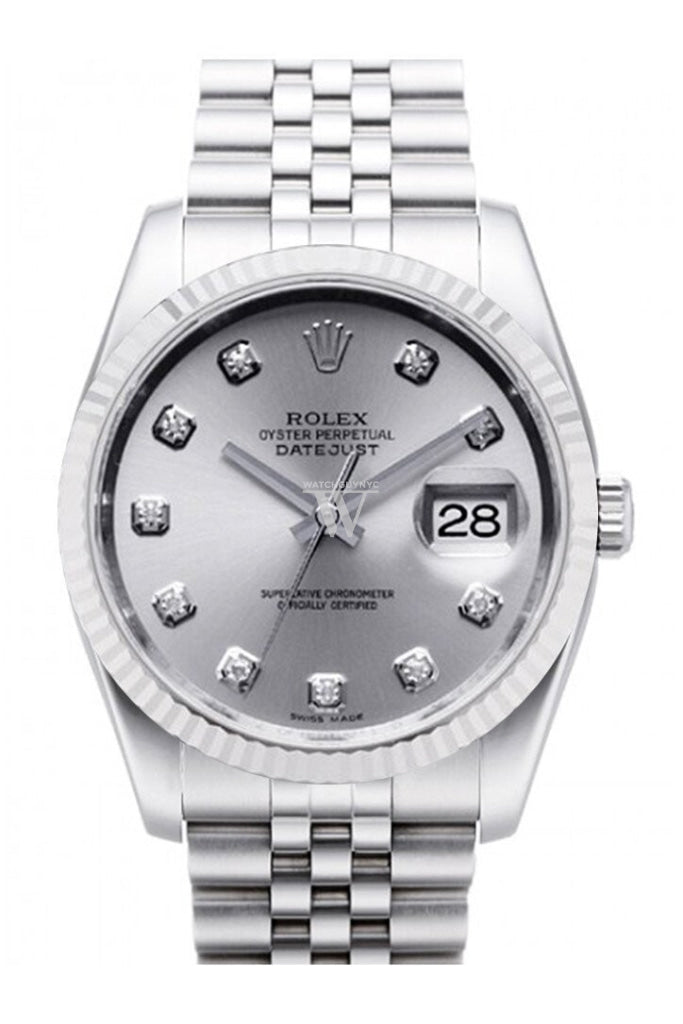 Rolex Men's Datejust 36 White Diamond Dial Watch