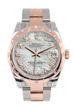 Rolex Datejust 31 White Mother Of Pearl Roman Dial Diamond Bezel 18K Rose Gold Two Tone Ladies Watch