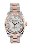 Rolex Datejust 31 White Mother Of Pearl Roman Dial Diamond Bezel 18K Rose Gold Two Tone Ladies Watch