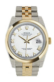 Rolex Datejust 36 White Roman Dial 18k Gold Two Tone Jubilee Watch 116203