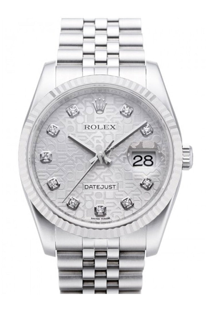 Rolex datejust silver diamond on sale dial