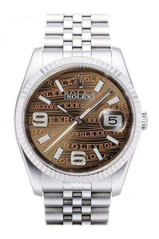 ROLEX 116234 Datejust 36 Bronze Waves Diamonds Gold Bezel WatchGuyNYC