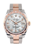 Rolex Datejust 31 White Mother Of Pearl Diamond Dial Bezel 18K Rose Gold Two Tone Ladies Watch