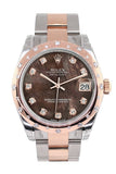 Rolex Datejust 31 Black Mother of Pearl Diamond Dial Diamond Bezel 18K Rose Gold Two Tone Ladies Watch 178341
