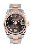Rolex Datejust 31 Chocolate Roman Large VI set with Diamond Dial Diamond Bezel 18K Rose Gold Two Tone Ladies Watch 178341