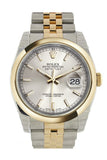 Rolex Datejust 36 Silver Dial 18k Gold Two Tone Jubilee Watch 116203