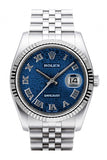Rolex Datejust 36 Blue Jubilee Dial 18k White Gold Fluted Bezel Stainless Steel Jubilee Watch 116234