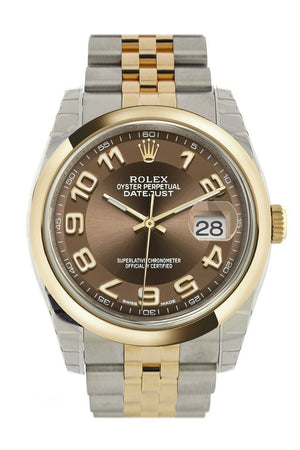 Rolex Datejust 36 Bronze Arab Dial 18K Gold Two Tone Jubilee Watch 116203