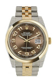 Rolex Datejust 36 Bronze Arab Dial 18k Gold Two Tone Jubilee Watch 116203