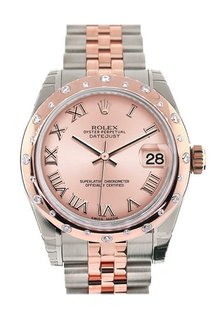 Rolex Datejust 31 Pink Roman Dial Dome Set With Diamond Bezel Ladies Watch 178341 / None