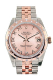 Rolex Datejust 31 Pink Roman Dial Dome set with Diamond Bezel Ladies Watch 178341