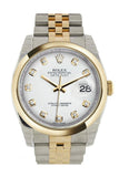 Rolex Datejust 36 White Diamond Dial 18k Gold Two Tone Jubilee Watch 116203