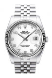 Rolex Datejust 36 White Dial 18K Gold Fluted Bezel Stainless Steel Jubilee Watch 116234