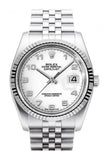 Rolex Datejust 36 White Dial 18K Gold Fluted Bezel Stainless Steel Jubilee Watch 116234