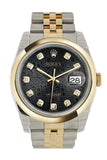 Rolex Datejust 36 Black Jubilee Diamond Dial 18K Gold Two Tone Watch 116203