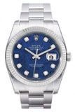Rolex Datejust 36 Sodalite Diamonds Dial 18k White Gold Fluted Bezel Stainless Steel Oyster Watch 116234