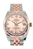 Rolex Datejust 31 Pink Diamond Dial  Diamond Bezel 18K Rose Gold Two Tone Jubilee Ladies Watch 178341