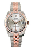 Rolex Datejust 31 Silver Diamond Dial Bezel 18K Rose Gold Two Tone Jubilee Ladies Watch 178341