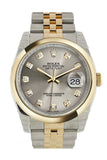 Rolex Datejust 36 Steel Diamond Dial 18k Gold Two Tone Jubilee Watch 116203