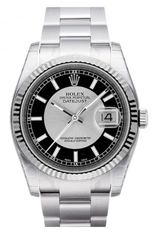 Rolex datejust shop silver black