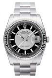 Rolex Datejust 36 Silver Black Dial 18k White Gold Fluted Bezel Stainless Steel Oyster Watch 116234