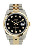 Rolex Datejust 36 Black Diamond Dial 18k Gold Two Tone Jubilee Watch 116203