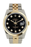 Rolex Datejust 36 Black Diamond Dial 18K Gold Two Tone Jubilee Watch 116203