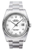 Rolex Datejust 36 White Dial 18K Gold Fluted Bezel Stainless Steel Watch 116234
