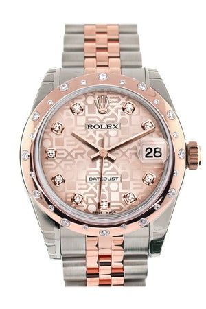 Rolex Datejust 31 Pink Jubilee Diamond Dial 18K Rose Gold Two Tone Ladies Watch 178341 / None