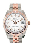Rolex Datejust 31 White Diamond Dial Diamond Bezel 18K Rose Gold Two Tone Jubilee Ladies Watch 178341