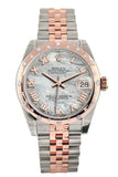 Rolex Datejust 31 White Mother Of Pearl Roman Dial Diamond Bezel 18K Rose Gold Two Tone Jubilee