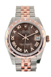 Rolex Datejust 31 Black Mother of Pearl Roman Dial  Diamond Bezel 18K Rose Gold Two Tone Jubilee Ladies Watch 178341