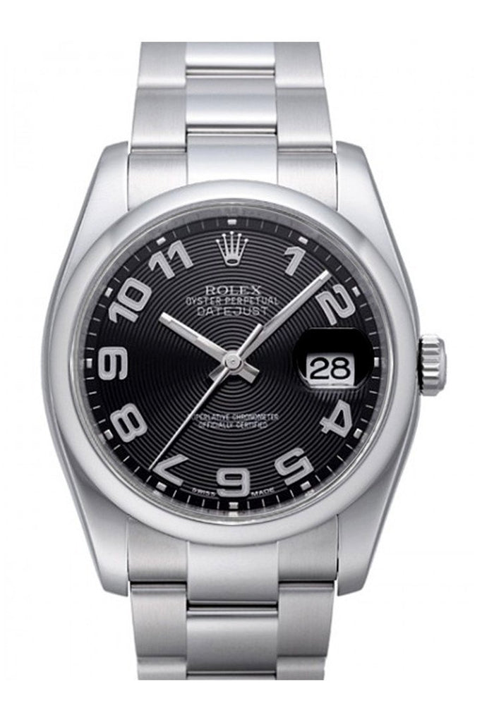 Rolex Datejust 36 Black Sunbeam Dial Stainless Steel Oyster Mens Watch 116200 / None