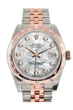 Rolex Datejust 31 White Mother of Pearl Diamond Dial Diamond Bezel 18K Rose Gold Two Tone Jubilee Ladies Watch 178341