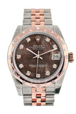 Rolex Datejust 31 Black Mother Of Pearl Diamond Dial Bezel 18K Rose Gold Two Tone Jubilee Ladies
