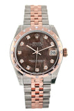 Rolex Datejust 31 Black Mother Of Pearl Diamond Dial Bezel 18K Rose Gold Two Tone Jubilee Ladies