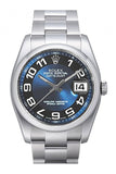 Rolex Datejust 36 Blue Black Ring Dial Stainless Steel Oyster Mens Watch 116200 / None