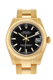 Rolex Datejust 31 Black Dial  18K Yellow Gold Ladies Watch 178248