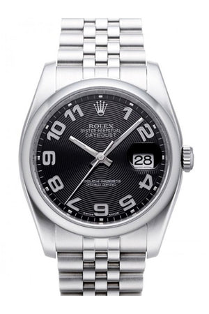 Rolex Datejust 36 Black Sunbeam Dial Stainless Steel Jubilee Mens Watch 116200 / None