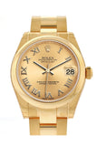 Rolex Datejust 31 Champagne Roman Dial 18K Yellow Gold Ladies Watch 178248 / None