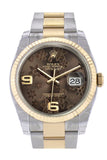 Rolex Datejust 36 Bronze floral motif Dial Fluted 18K Gold Two Tone Oyster Watch 116233