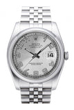 Rolex Datejust 36 Silver Concentric Dial Stainless Steel Jubilee Mens Watch 116200 / None