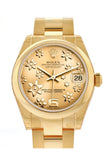 Rolex Datejust 31 Champagne Floral Motif Dial 18K Yellow Gold Ladies Watch 178248 / None